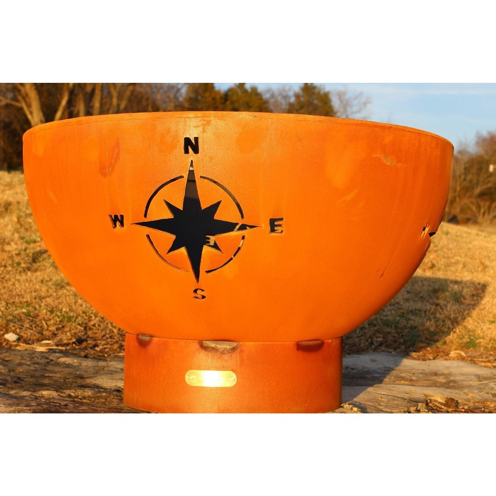 Fire Pit Art Navigator - 36" Handcrafted Carbon Steel Fire Pit (NAV) During The Day