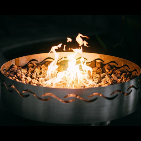 Fire Pit Art Fire Surfer 30-Inch Portable Handcrafted Stainless Steel Gas Fire Pit Up Close