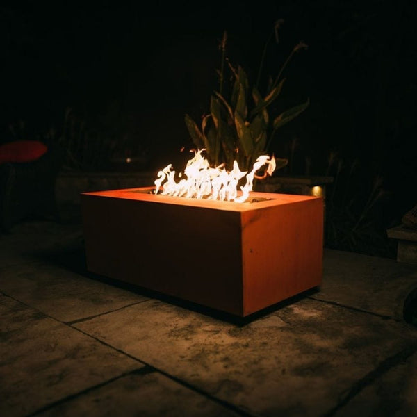 Fire Pit Art Linear Handcrafted Carbon Steel Gas Fire Pit  Angled View