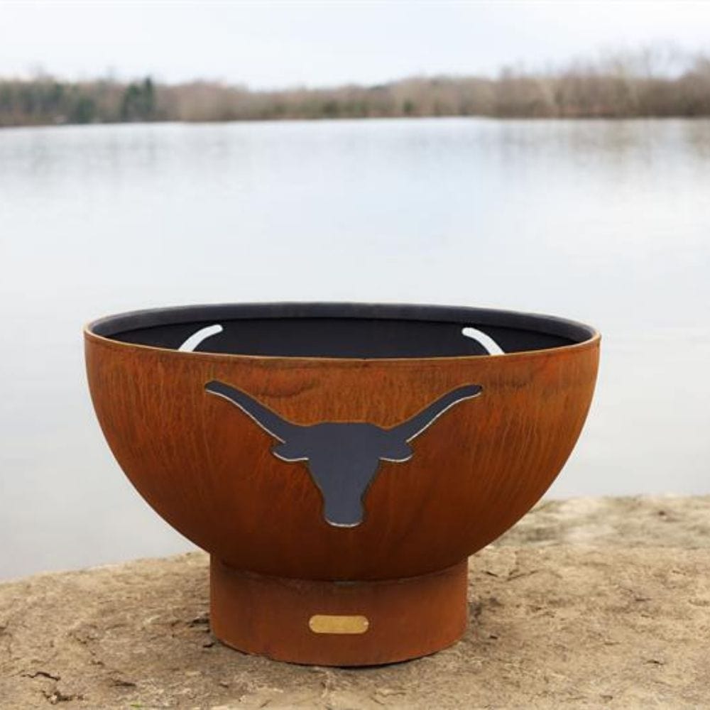 Fire Pit Art Longhorn 36-Inch Handcrafted Carbon Steel Gas Fire Pit by the Lake