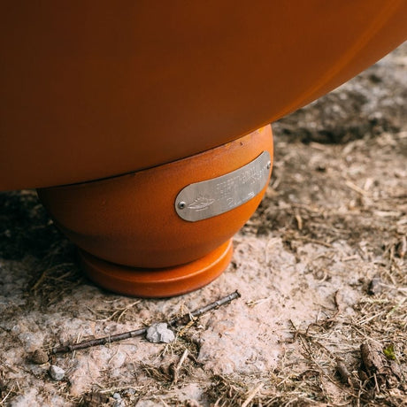 Fire Pit Art Nepal's Leg with Metal Plate Signed by Artisan