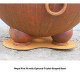 Fire Pit Art Nepal 41-Inch Handcrafted Carbon Steel Gas Fire Pit with Triplet-Shaped Base