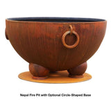 Fire Pit Art Nepal 41-Inch Handcrafted Carbon Steel Gas Fire Pit with Circle-Shaped Base