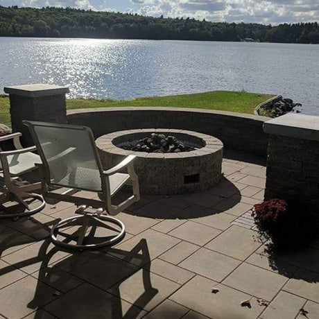 firegear gas fire pit made with diy fire pit kit overlooking the lake