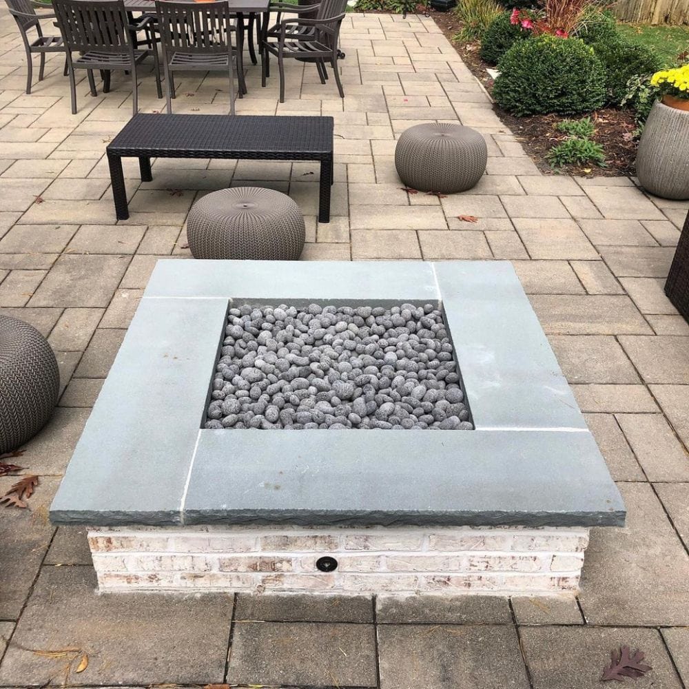 square brick fire pit made from firegear diy fire pit kit with lava rocks