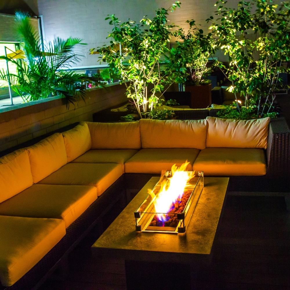 Firegear Pro Series H Burners - Brass Gas Burner Installed on a Fire Pit Table