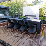 firegear kalea bay vent free gas fireplace with white surround in patio dining area