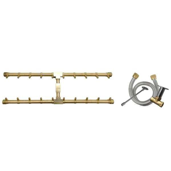 Firegear Pro Series H Burners - Brass Gas Burner with Flex line