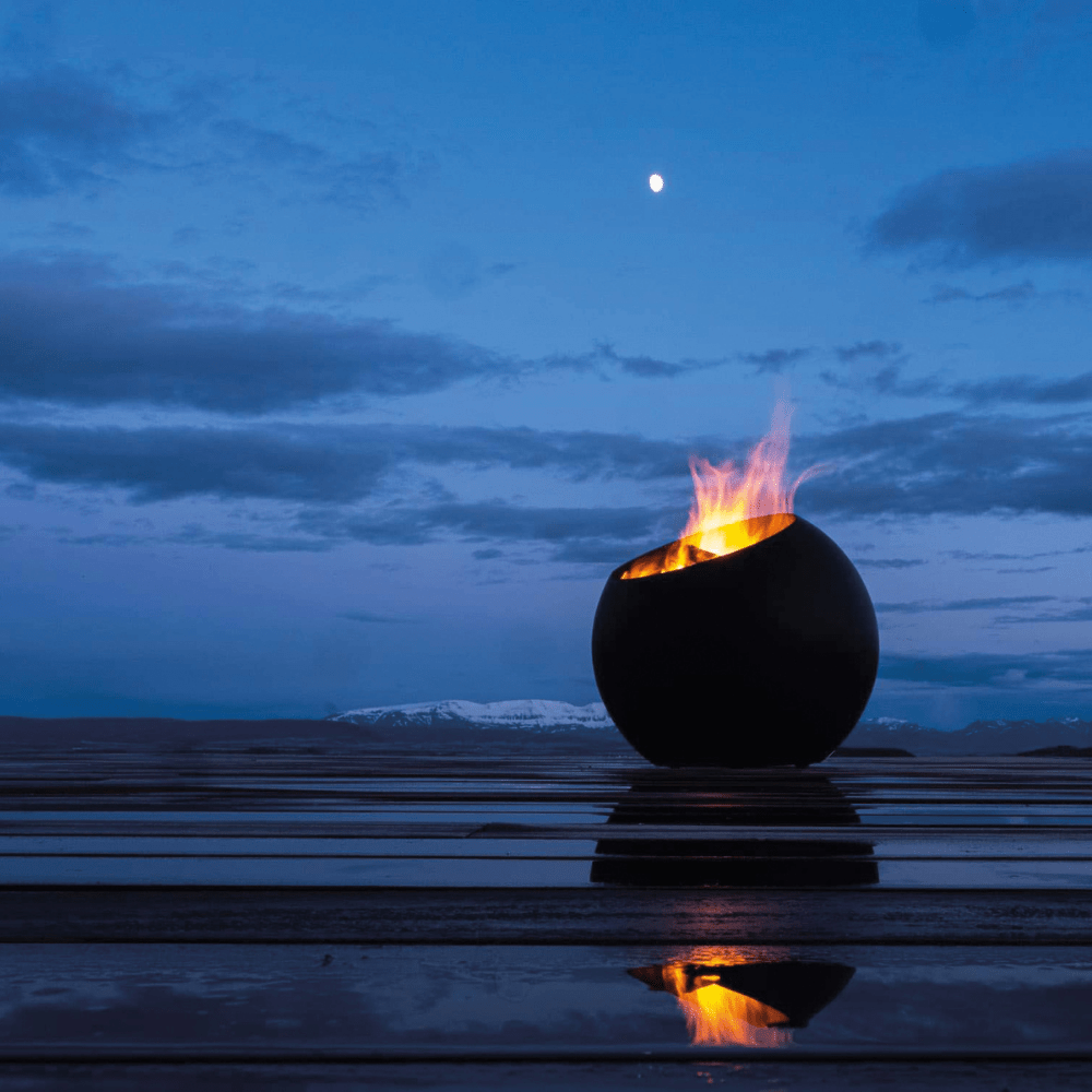 focus bubble fire pit at the beach