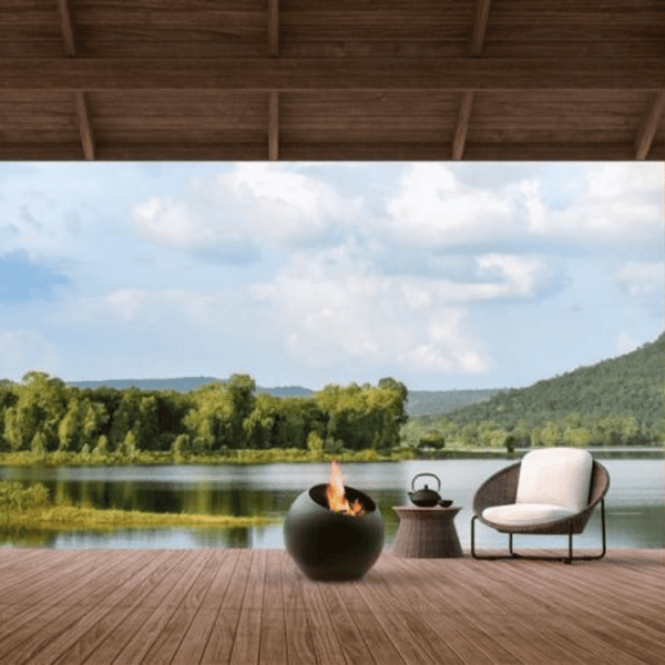 focus bubble fire pit in outdoor space