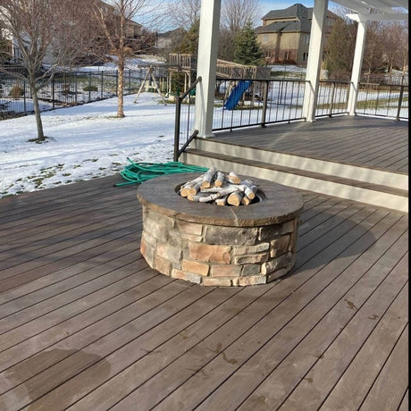 Grand Canyon Outdoor Round Flat Stack in Round Fire Pit with Aspen Logs