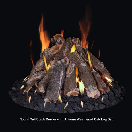 Grand Canyon Outdoor Round Tall Stack with Arizona Weathered Oak Log Set
