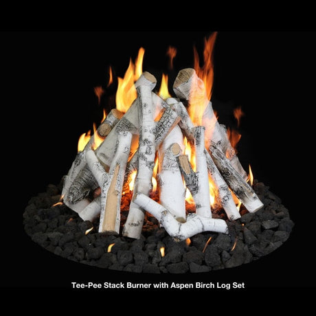 Grand Canyon Outdoor Tee-Pee Stack with Aspen Birch Log Set