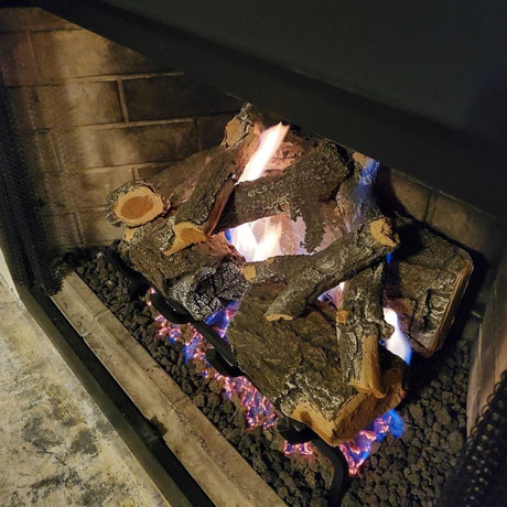 Grand Canyon Weathered Oak Gas Log Set in Firebox