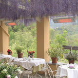 Heatscope Spot 35" White Electric Heaters in Restaurant