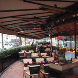 Heatscope Spot 35" Black Electric Heaters in Restaurant