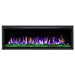 Huntington Sparkling Series Electric Fireplace with driftwood logs and green lighting