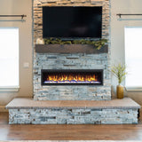 Huntington Fireplaces Sparkling Series Electric Fireplace with logs on diy stone wall