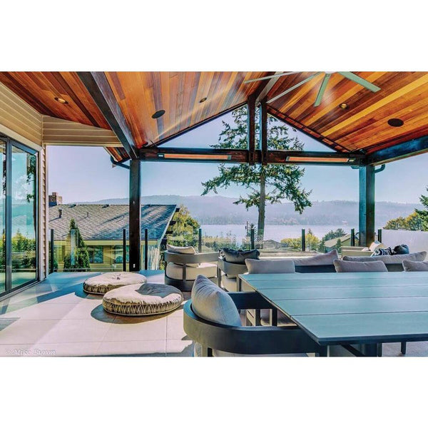 Infratech SL Series 29" installed in lakeside deck - close-up view