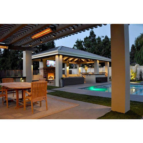 Infratech W Series 33" Heaters wall mounted in backyard patio