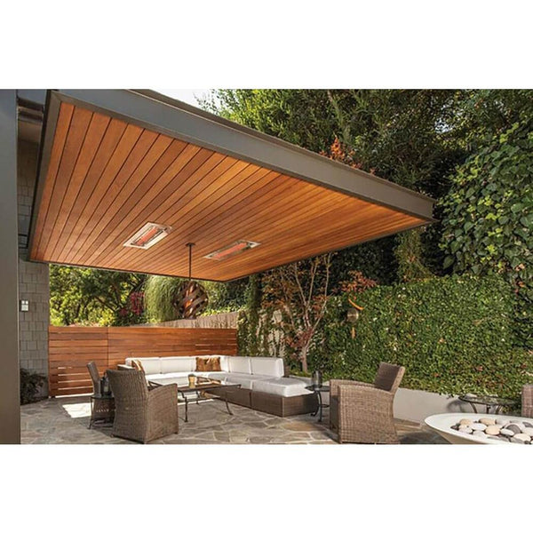 Infratech W Series 33" Single Element 1500W Electric Heater in contemporary patio setting