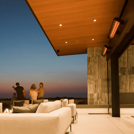 Infratech heater with contemporary motif kit in patio