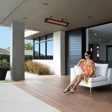 Infratech heater with contemporary motif kit in patio