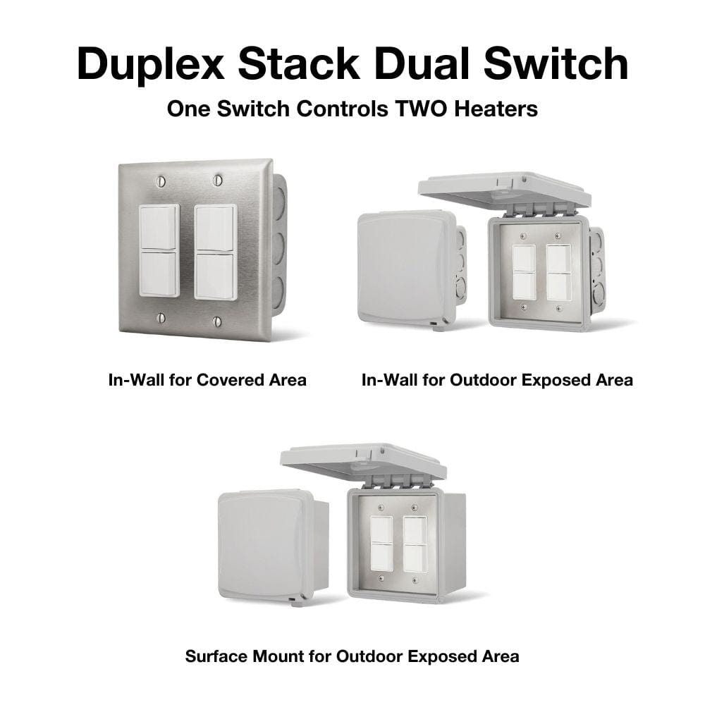 Duplex Stack Dual Switch controls two heaters