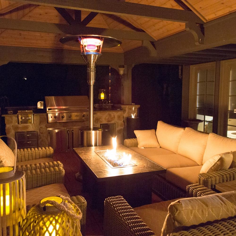 IR Energy evenGLO GA201M2 Portable Propane Heater in Backyard Patio