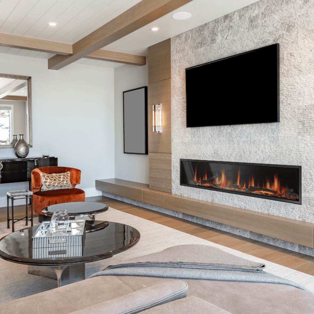 litedeer homes latitude ZEF75 75-inch built-in electric fireplace in living room