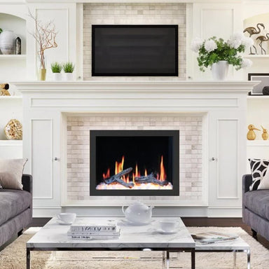 Litedeer Homes LiteStar Smart Built-In 31-Inch Electric Fireplace Insert in all white motif