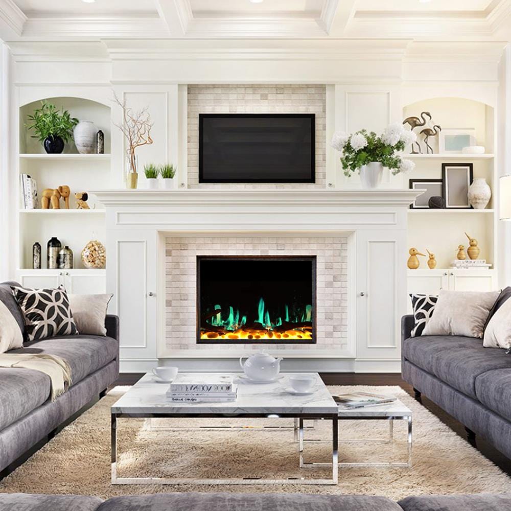 Litedeer Homes LiteStar Smart Built-In Electric Fireplace Insert with skyblue flames