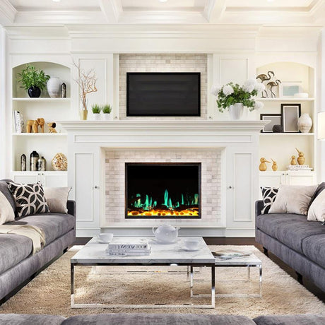 Litedeer Homes LiteStar Smart Built-In Electric Fireplace Insert with skyblue flames