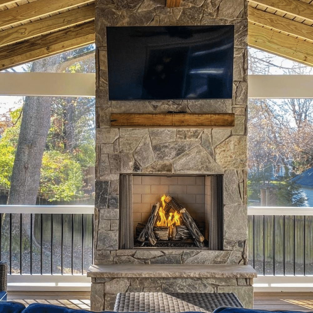 Majestic Courtyard Vent-Free Outdoor Natural Gas Fireplace in Deck