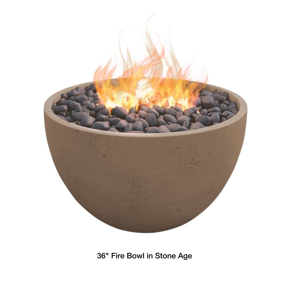 Modern Blaze 36-Inch Round Concrete Gas Fire Bowl in Stone Age