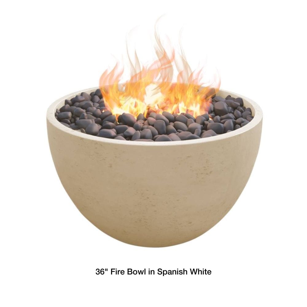 Modern Blaze 36-Inch Round Concrete Gas Fire Bowl in Spanish White