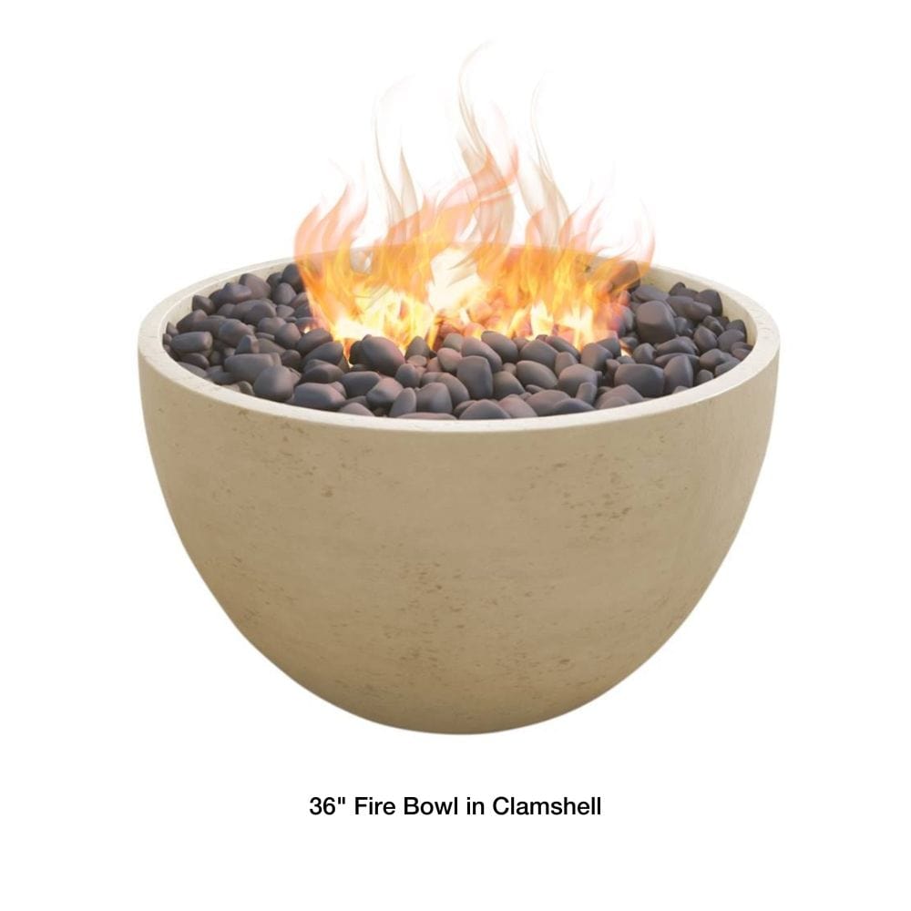 Modern Blaze 36-Inch Round Concrete Gas Fire Bowl in Clamshell