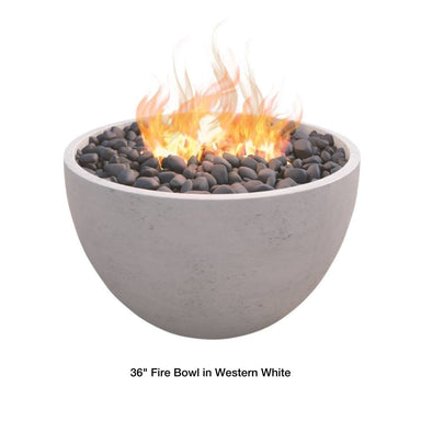 Modern Blaze 36-Inch Round Concrete Gas Fire Bowl in Western White