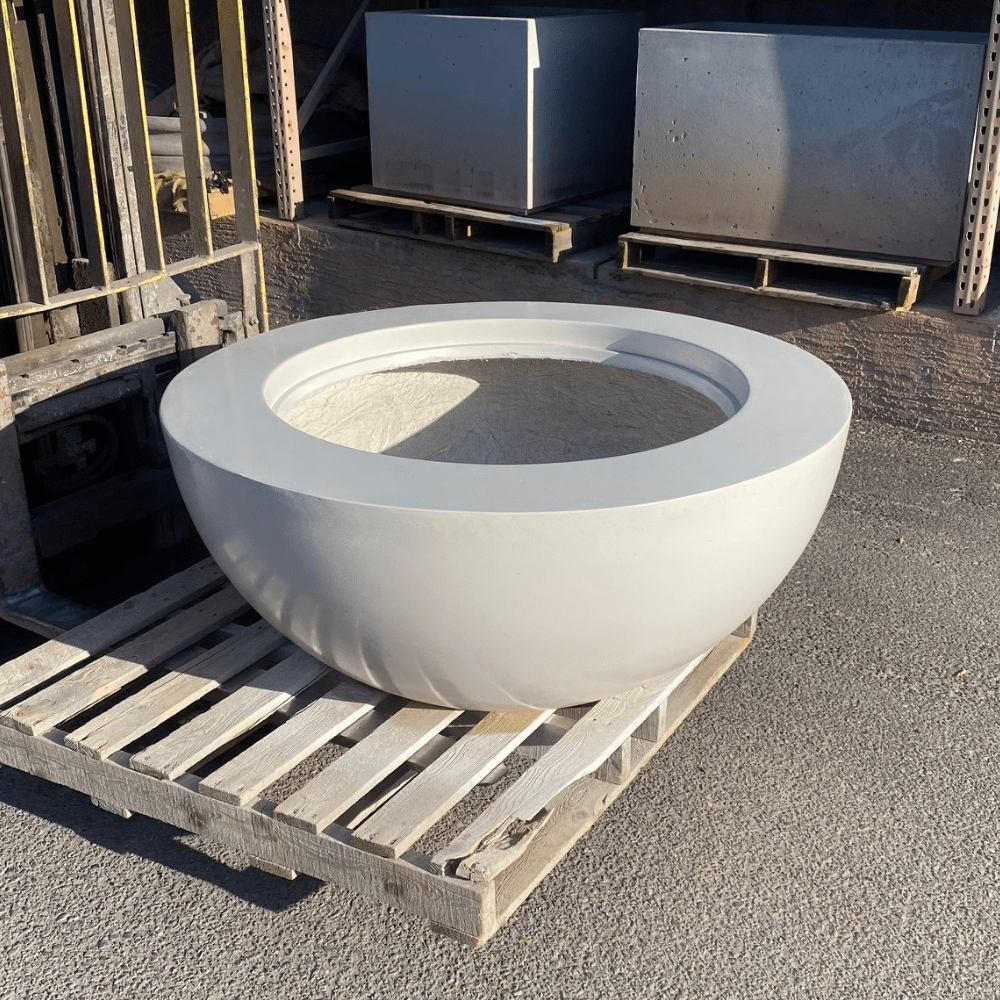 Modern Blaze Round Arctic Concrete Fire Bowl with Smooth Finish