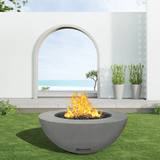 modern blaze round slate fire bowl with smooth surface in a light outdoor setting