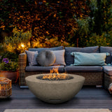 Modern Blaze Round Bone Gas Fire Bowl in Outdoor Patio