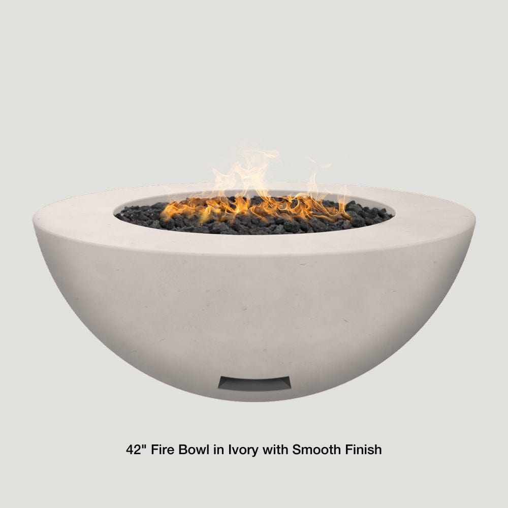 Modern Blaze 42-Inch Round Concrete Gas Fire Bowl in Ivory with Smooth Finish