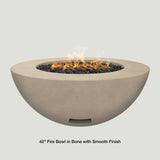 Modern Blaze 42-Inch Round Concrete Gas Fire Bowl in Bone with Smooth Finish