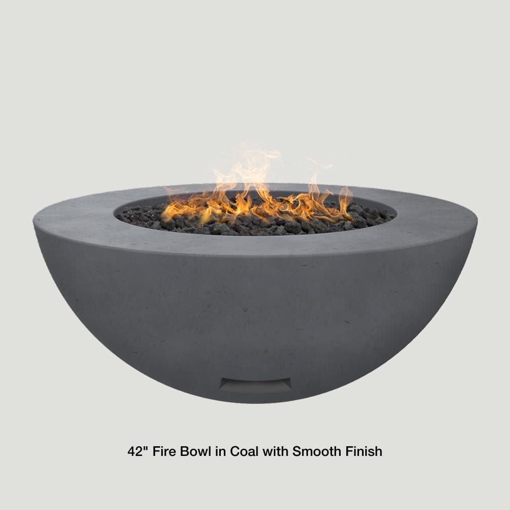 Modern Blaze 42-Inch Round Concrete Gas Fire Bowl in Coal with Smooth Finish