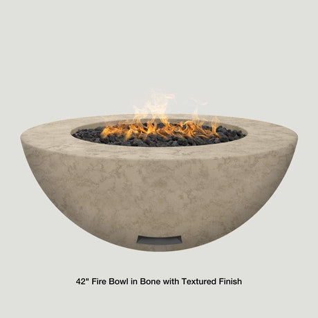 Modern Blaze 42-Inch Round Concrete Gas Fire Bowl in Bone with Textured Finish