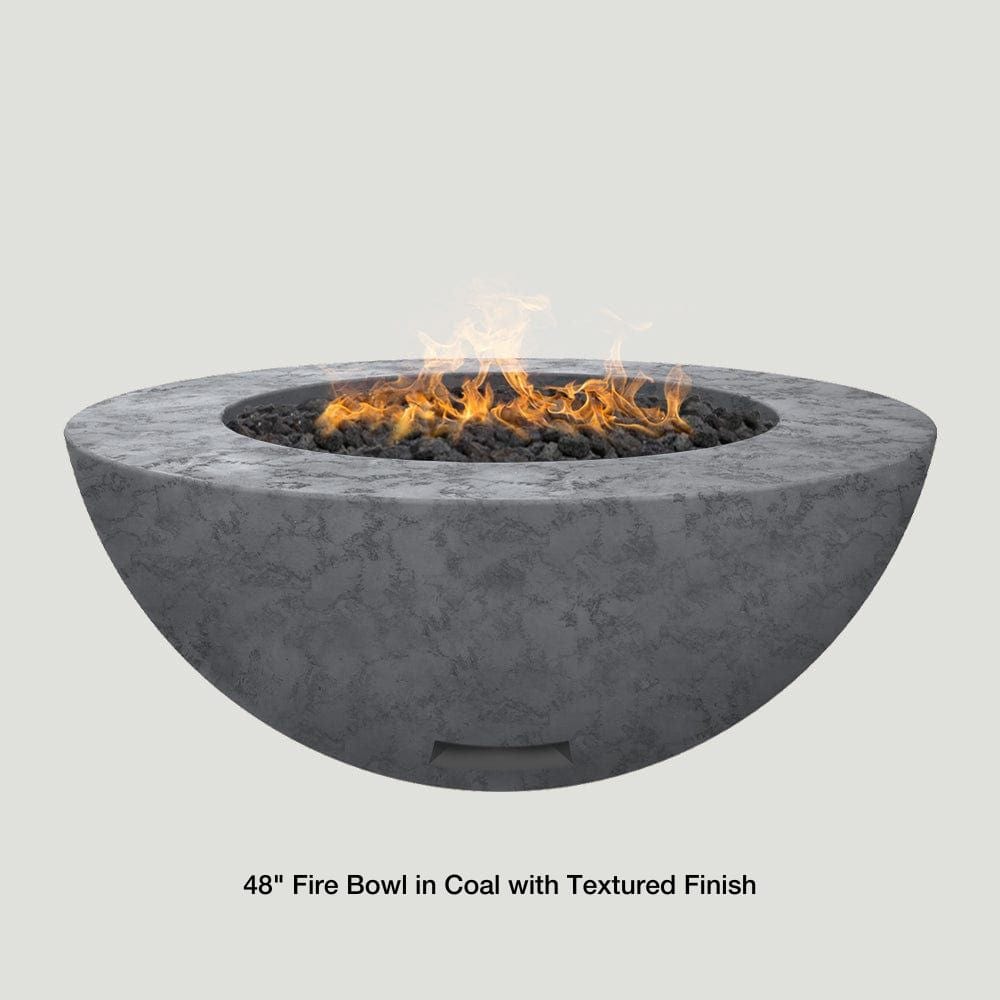 Modern Blaze 48-Inch Round Concrete Gas Fire Bowl in Coal with Textured Finish