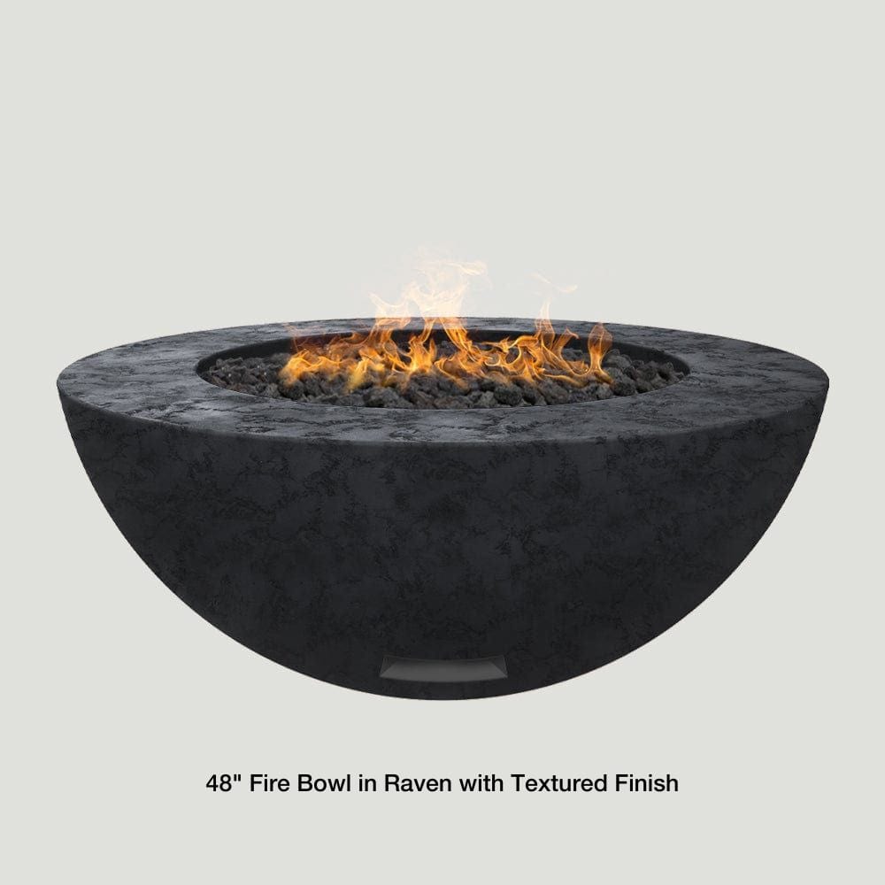 Modern Blaze 48-Inch Round Concrete Gas Fire Bowl in Raven with Textured Finish