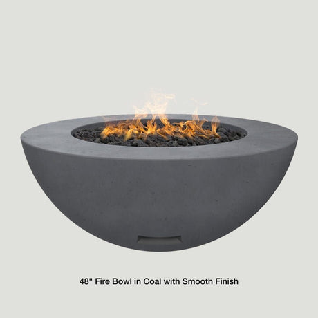 Modern Blaze 48-Inch Round Concrete Gas Fire Bowl in Coal with Textured Finish