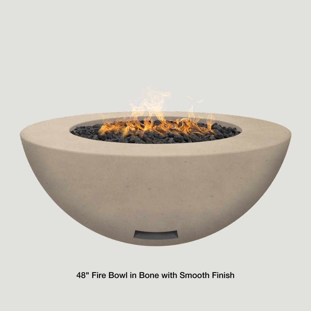 Modern Blaze 48-Inch Round Concrete Gas Fire Bowl in Bone with Smooth Finish