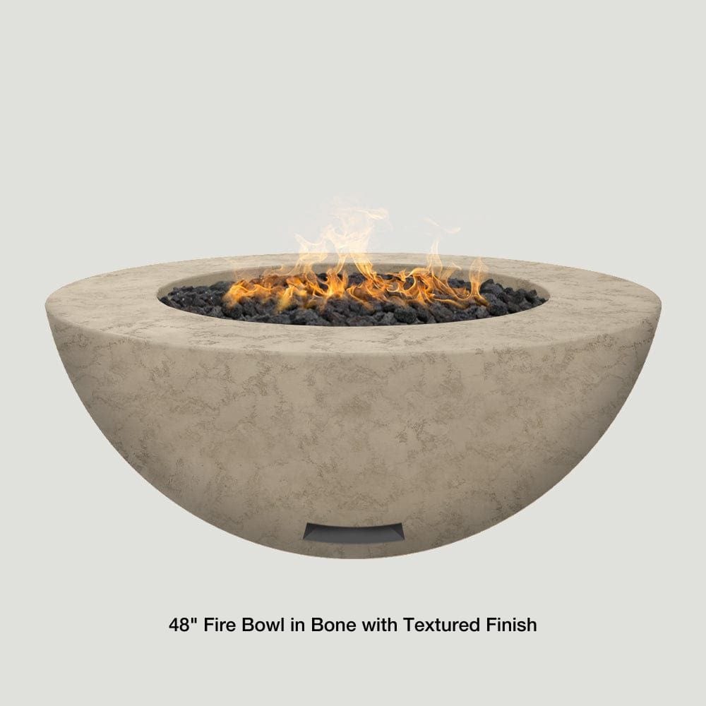 Modern Blaze 48-Inch Round Concrete Gas Fire Bowl in Bone with Textured Finish